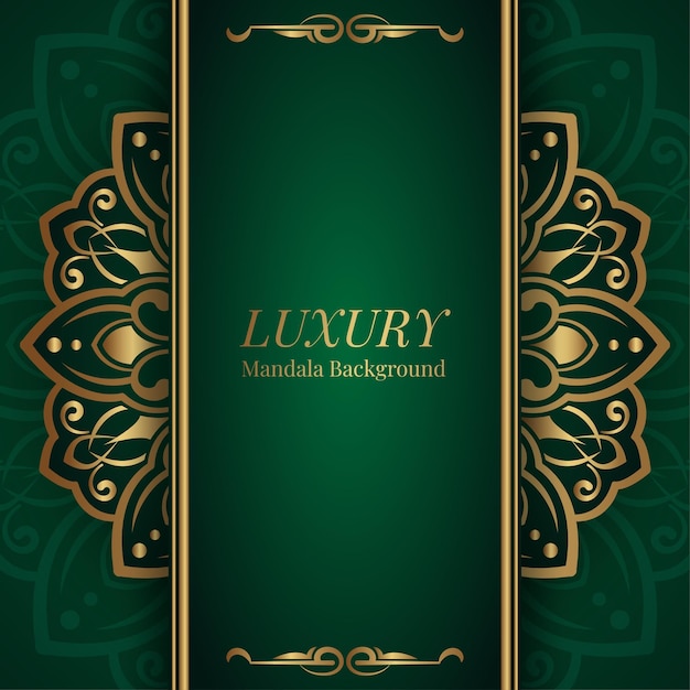 Fondo verde con adornos de mandala de oro