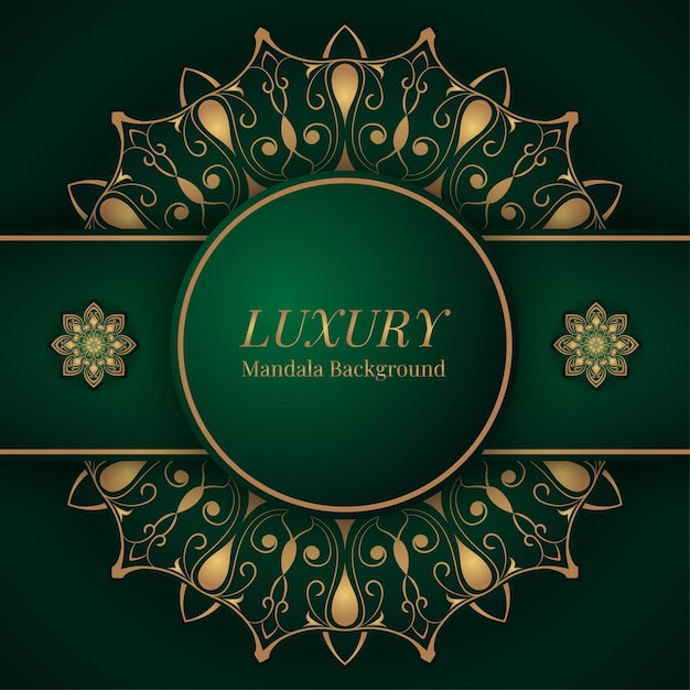 Fondo verde con adornos de mandala de oro