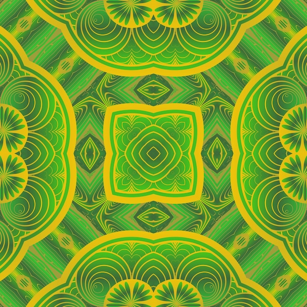 Fondo verde y amarillo con un patrón de cuadrados y círculos.
