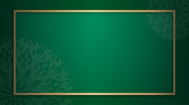 Fondo verde con bordes y adornos redondos.