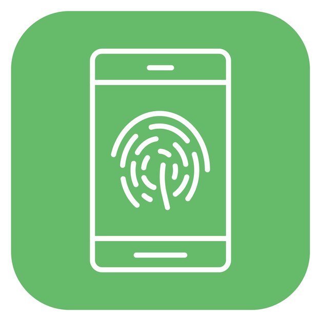 un fondo verde con un contorno blanco de un teléfono con un dedo en el medio