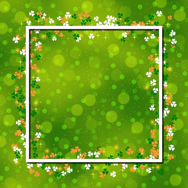 Fondo verde del día de san patricio con hojas de trébol