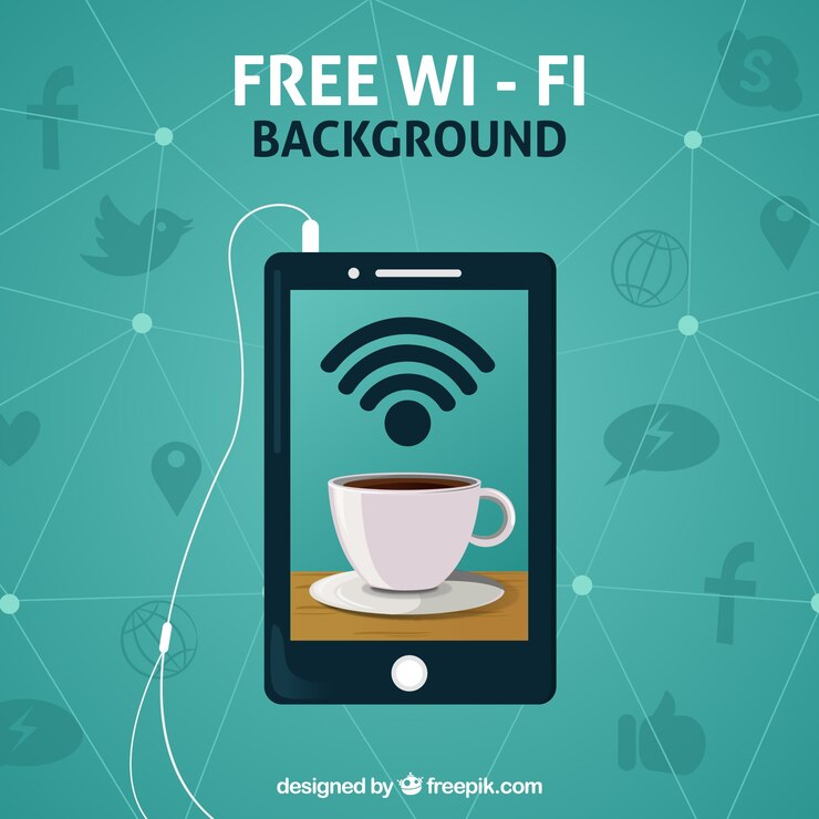 Vector fondo verde de dispositivo con wifi gratis 