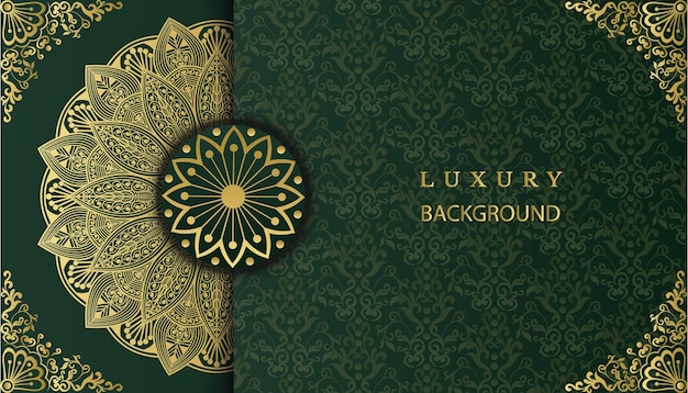 Un fondo verde y dorado con un diseño dorado.
