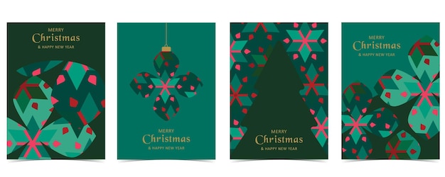 Fondo verde del festival de Navidad con vector de estilo geométrico para el diseño vertical a4