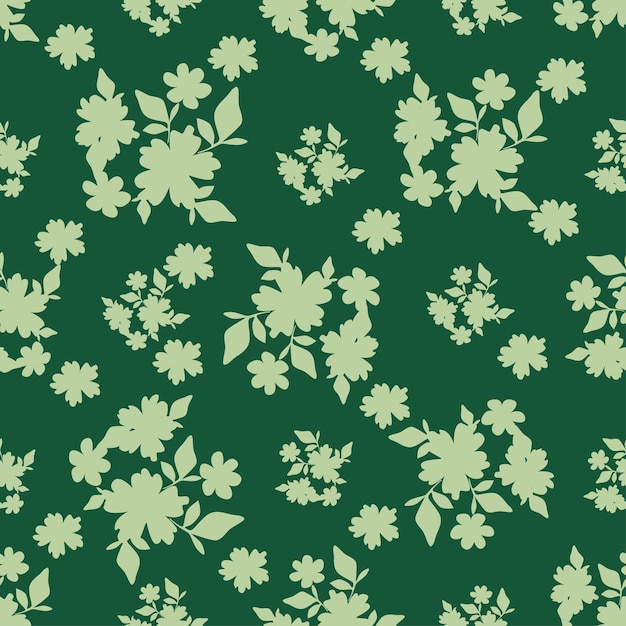un fondo verde con flores blancas