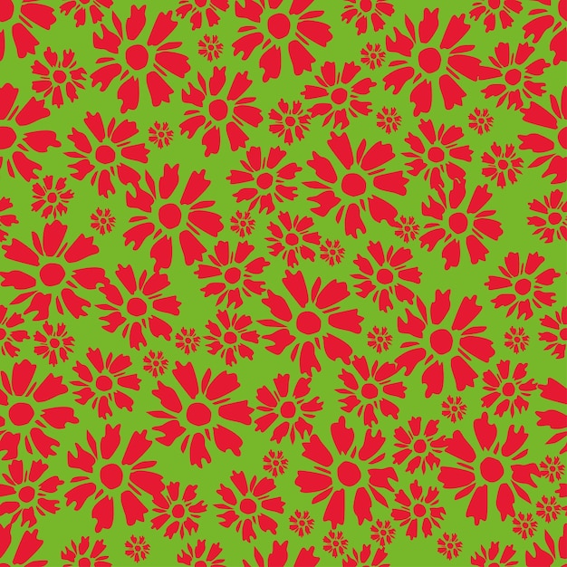 un fondo verde con flores rosadas