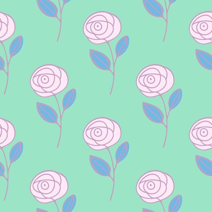 Vector un fondo verde con flores rosas y azules