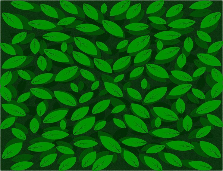 un fondo verde con hojas y un fondo verde