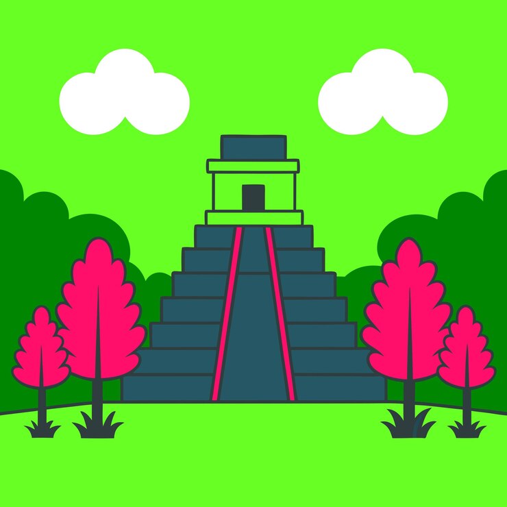 Vector un fondo verde con una imagen de un edificio con árboles y un fondo verde