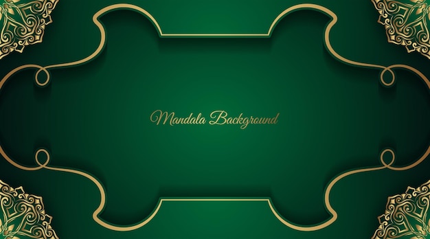 Fondo verde de lujo con adorno de mandala dorado