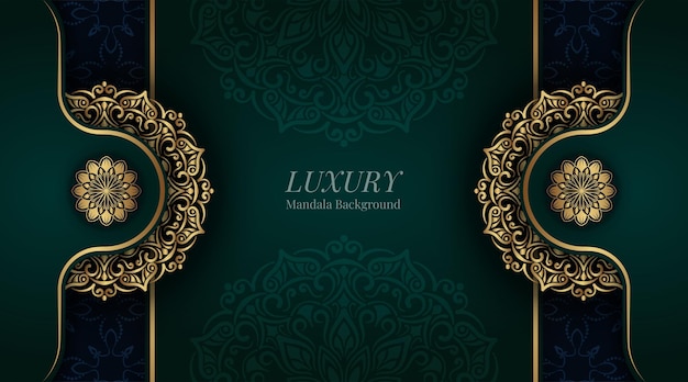 fondo verde de lujo con mandala de oro