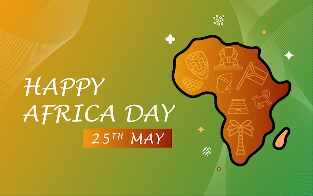 Vector un fondo verde con un mapa de áfrica y las palabras feliz día de áfrica.