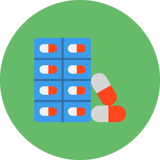 Vector un fondo verde con un montón de pastillas y cápsulas