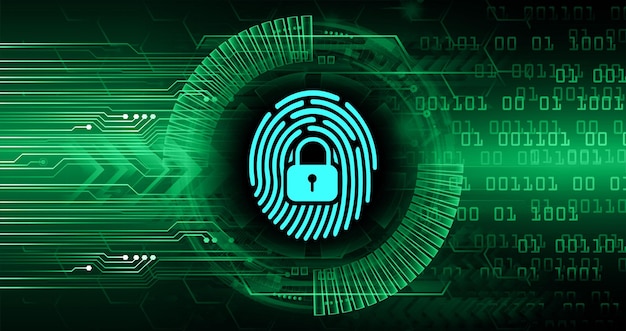Un fondo verde y negro con un candado en el medio que está etiquetado como un código digital.