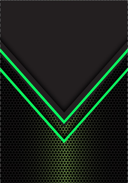 Vector fondo verde del negro de la malla del hexágono de la dirección de la luz de la flecha.