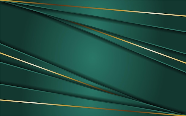Fondo verde oscuro abstracto combinado con línea dorada