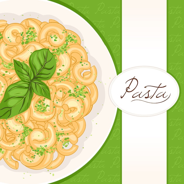 Fondo verde con pasta