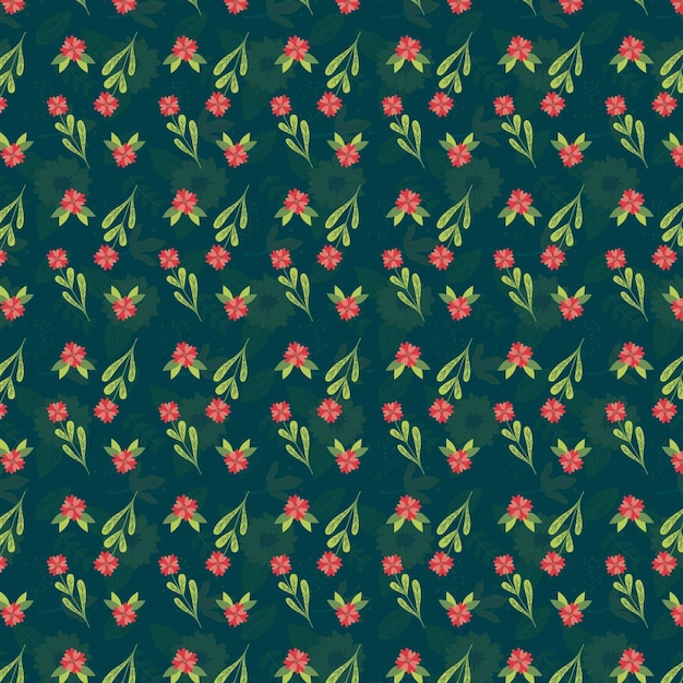 un fondo verde con un patrón de flores