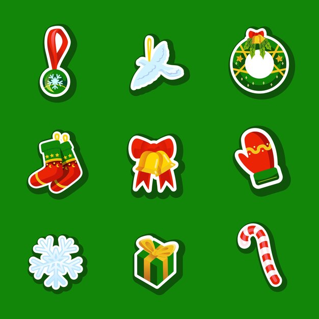 un fondo verde con una pegatina de Navidad y un papá Noel en él