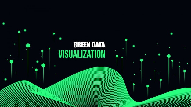 Fondo verde de visualización de datos cibernéticos.