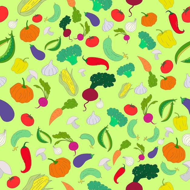 Fondo de verduras de color de patrones sin fisuras