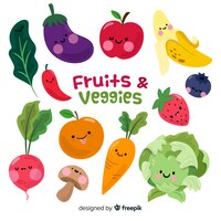 Vector fondo verduras y frutas dibujadas a mano