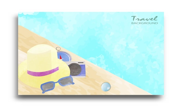 fondo de viaje con elementos de acuarela simples y elegantes
