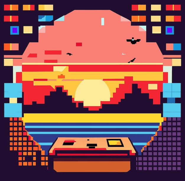 Fondo de videojuego retro pixelado para temas nostálgicos