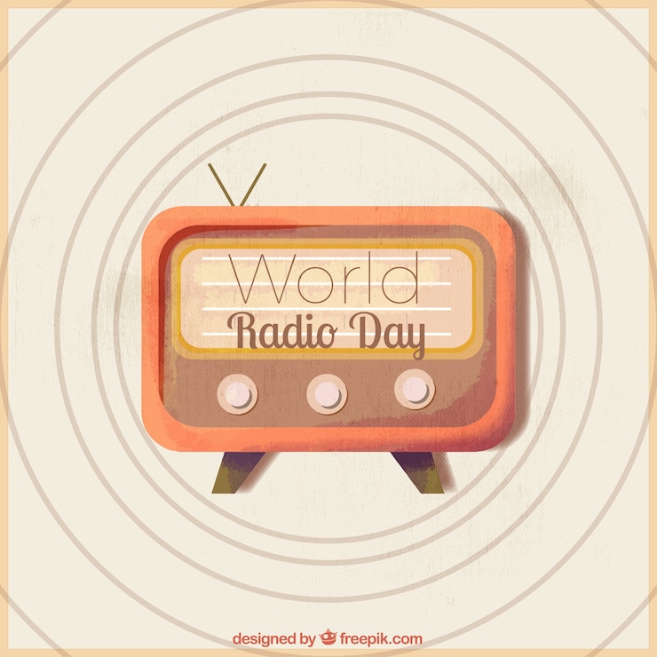 Vector fondo vintage del día mundial de la radio