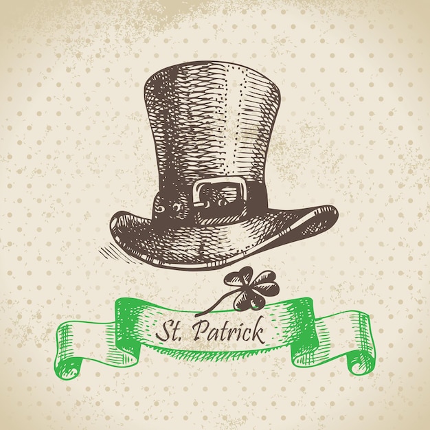 Fondo vintage del día de san patricio. ilustración dibujada a mano