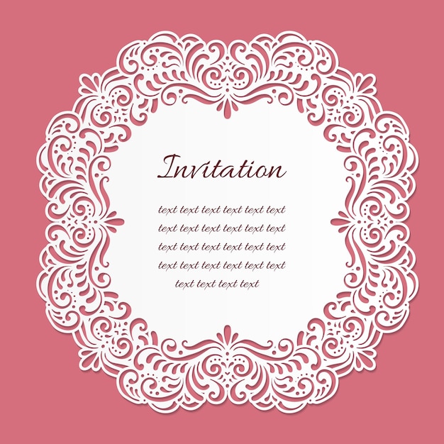 Fondo vintage con elemento de decoración de marco calado para invitación Vector de plantilla de corte láser