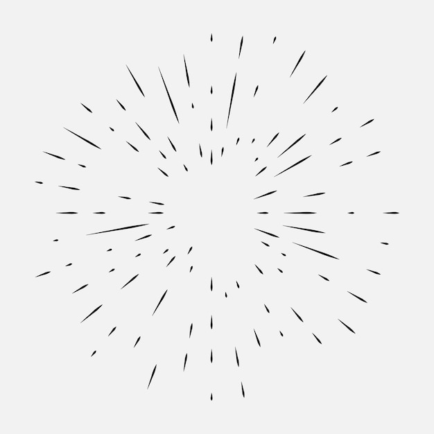 Fondo vintage de líneas radiales para cómic Estallido estelar monocromo Emblema de explosión de fuegos artificialesVector