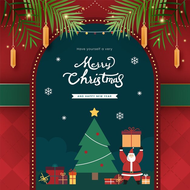 Fondo vintage y retro de Navidad para tarjetas de felicitación con una ilustración linda