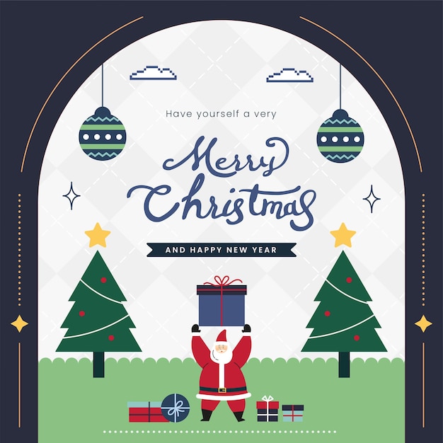 Fondo vintage y retro de Navidad para tarjetas de felicitación con una ilustración linda