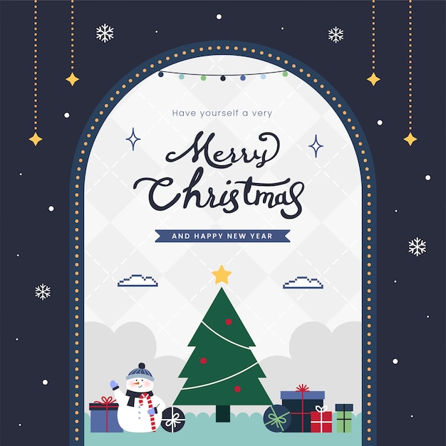 Fondo vintage y retro de Navidad para tarjetas de felicitación con una ilustración linda
