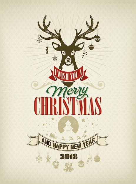 Fondo Vintage vector de Navidad con tipografía
