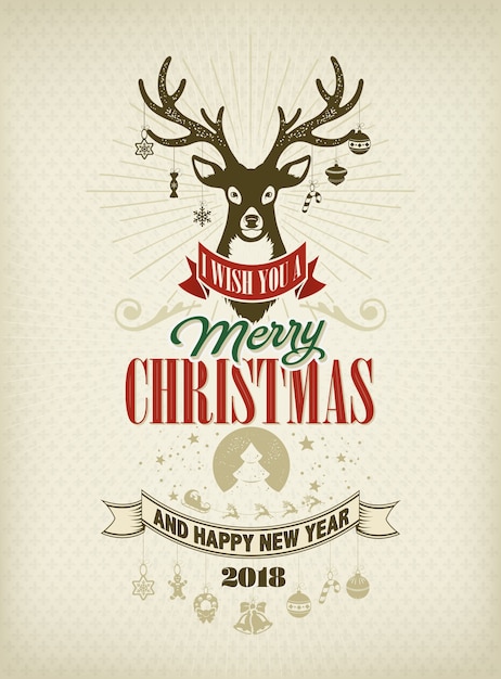 Vector fondo vintage vector de navidad con tipografía