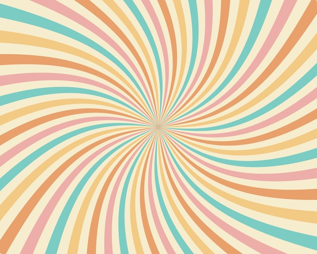 Fondo vintage de verano en colores pastel con rayos ondulados salientes Diseño para plantilla de texto