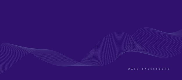 Fondo violeta abstracto vectorial con líneas y partículas de ondas violetas dinámicas
