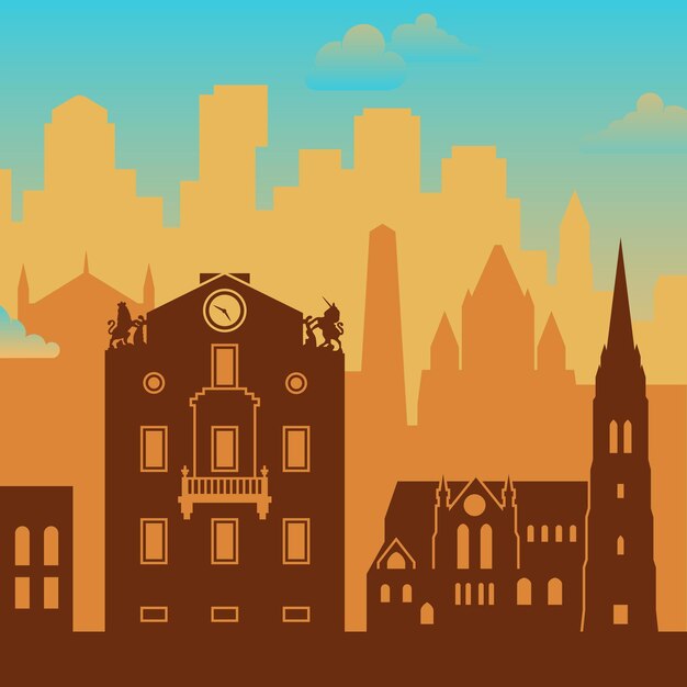 Vector fondo de vista de la ciudad famosa de boston massachusetts ee.uu.