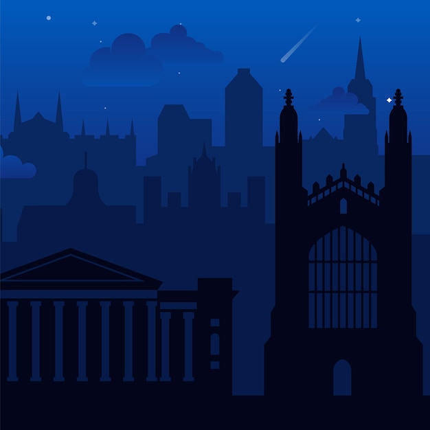 Fondo de vista nocturna de la ciudad de Cambridge Reino Unido