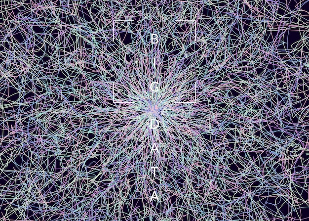 Fondo de visualización. Tecnología para big data, inteligencia artificial, deep learning y computación cuántica. Plantilla de diseño para el concepto de ciencia. Telón de fondo de visualización cibernética.