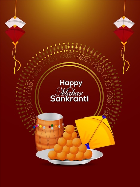 Fondo y volante de celebración feliz makar sankranti