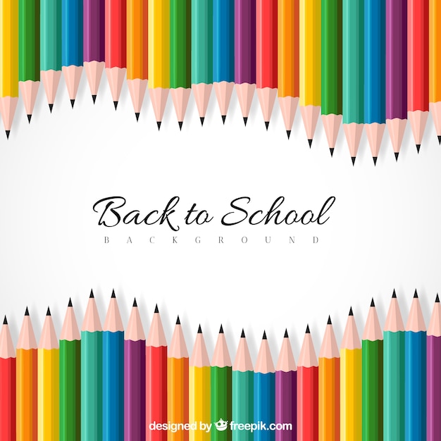 Vector fondo de vuelta al colegio con lápices coloridos