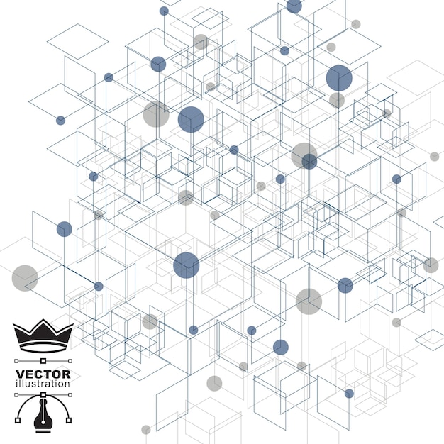 Fondo web gráfico con cubos de malla vectorial abstracto cubierta complicada creada a partir de figuras geométricas eps10 ilustración tecnológica tema de tecnología de Internet telón de fondo digital