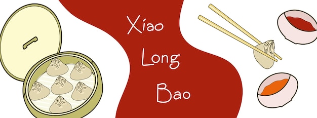 Fondo de Xiao Long Bao con ilustración de vector de albóndigas