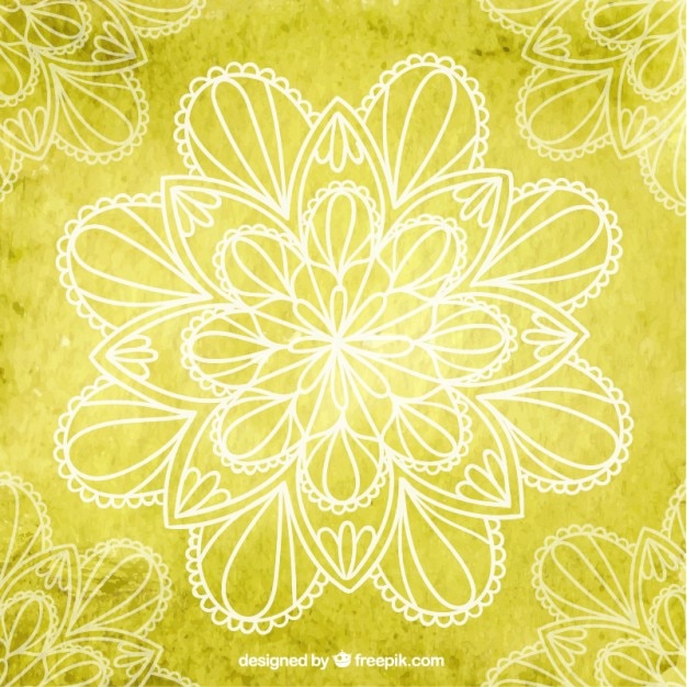 Vector fondo de yoga amarillo con flores