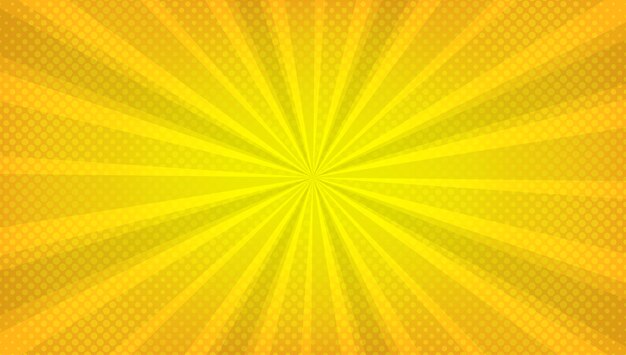Fondo de zoom cómico amarillo abstracto con efecto de trama de semitonos