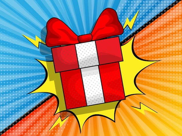 Fondo de zoom cómico con ilustración de caja de regalo